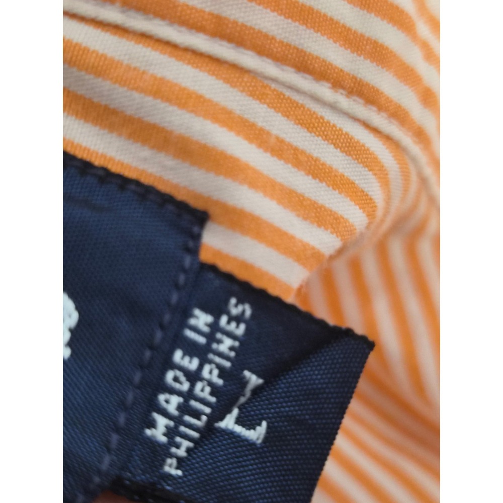 Ralph Lauren Shirt Men Large Orange Striped Long Sleeve Office Blake Cotton - Picture 5 of 7